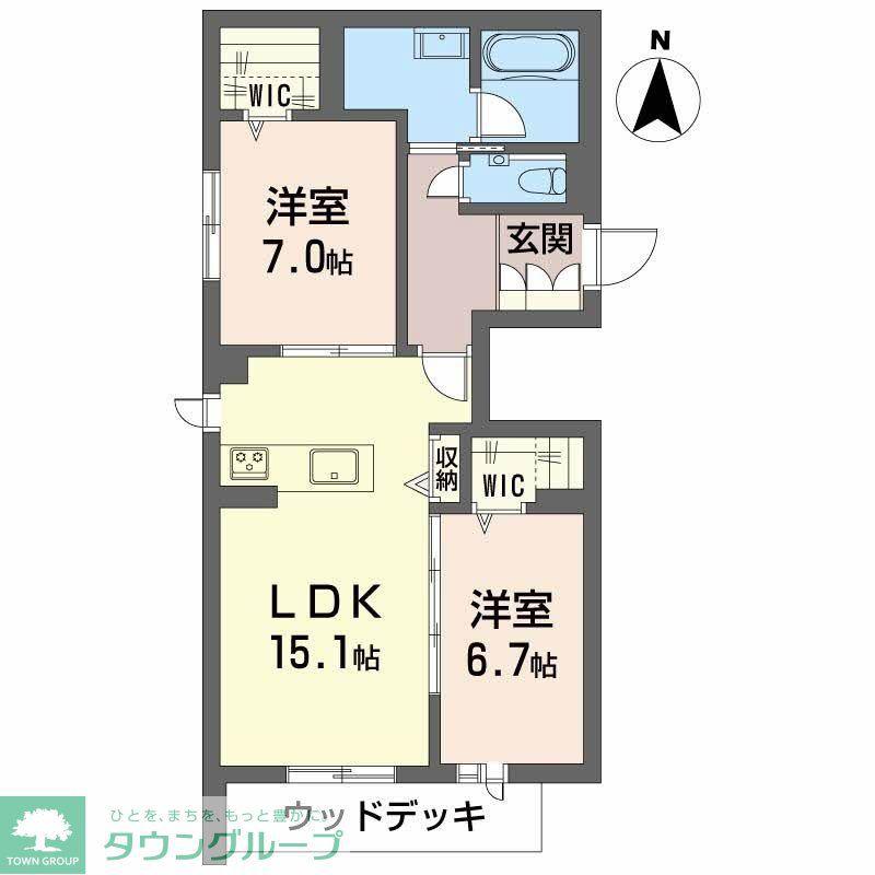 リラ グリシーヌ(2LDK/1階)の間取り写真
