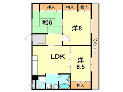 グランビュー塩屋(3LDK/2階)の間取り写真