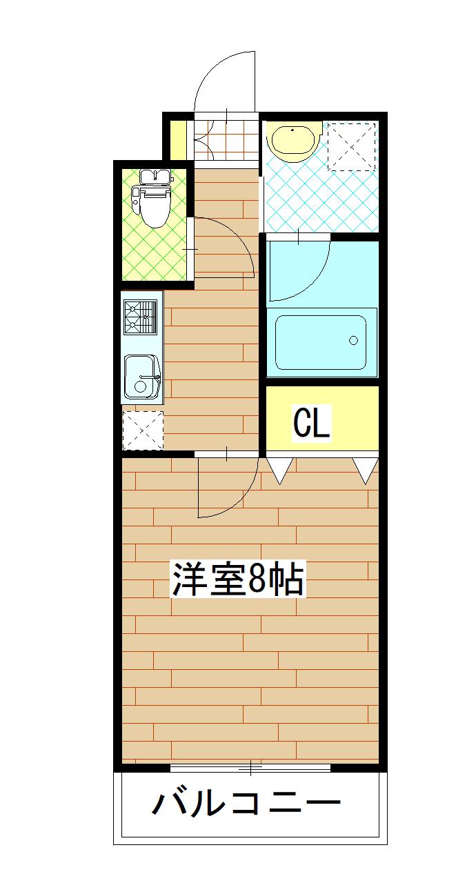 しゃとれきたやま(1K/3階)の間取り写真
