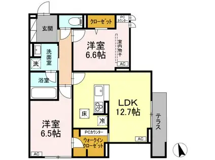 ディーレジデンス府中西府町(2LDK/1階)の間取り写真