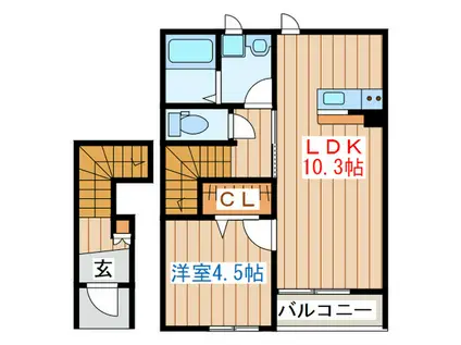 ベルクレスト(1LDK/2階)の間取り写真