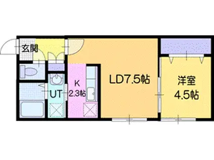 スカイプラス(1LDK/1階)の間取り写真