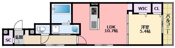 ル トレフル(1LDK/1階)の間取り写真