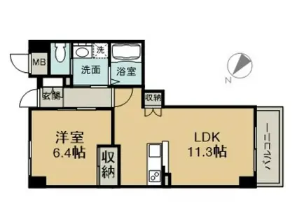 東千田町ハイム(1LDK/2階)の間取り写真