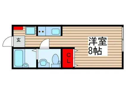 ヒルズ稔台(ワンルーム/1階)の間取り写真