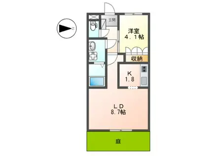 ジュビレーション(1LDK/1階)の間取り写真