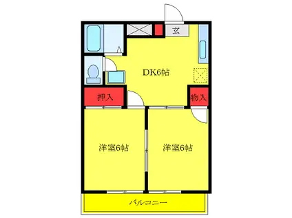 飯田ハイツ(2DK/2階)の間取り写真