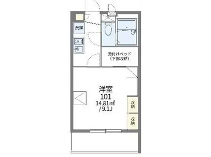 レオパレスコート ヤヒロ II(1K/2階)の間取り写真