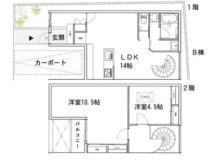 代官山メゾネット(2LDK/1階)の間取り写真