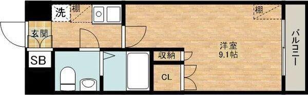 ヴィラフェザントII(1K/3階)の間取り写真