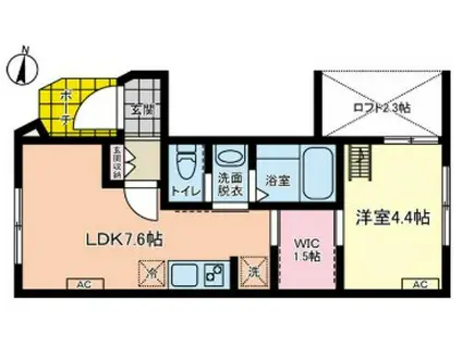 エト・ノワール四ツ木(1LDK/1階)の間取り写真