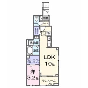 LA.OHANA 田無(1LDK/1階)の間取り写真
