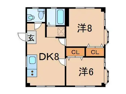 コーポ高槻(2DK/1階)の間取り写真