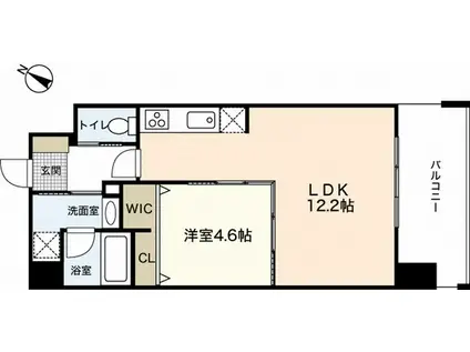 JRBハイツ岡山(1LDK/4階)の間取り写真