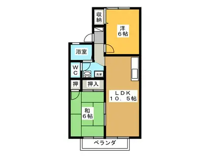 ニューセジュールアサノA(2LDK/1階)の間取り写真