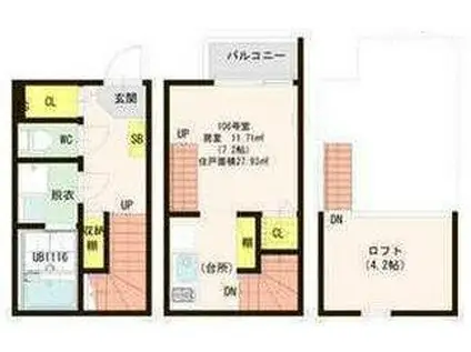ハーモニーテラス和白丘II(ワンルーム/1階)の間取り写真