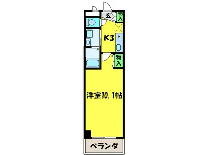 コーポ福知苑III(1K/3階)の間取り写真