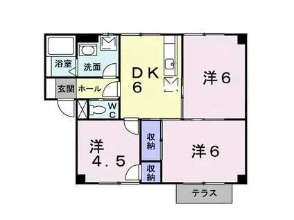 フォンテーヌシャトレII(3DK/1階)の間取り写真