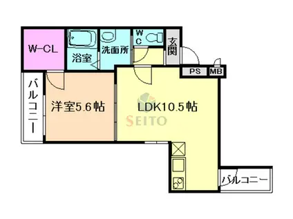 フジパレス三国本町(1LDK/1階)の間取り写真