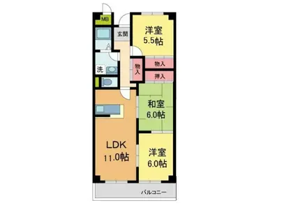 コーポリバーサイドA(3DK/2階)の間取り写真