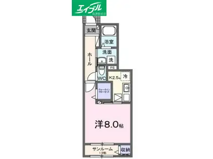 メゾンT&K(1K/1階)の間取り写真