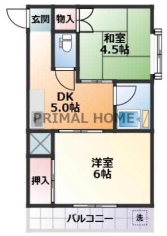 田辺ビル(2DK/3階)の間取り写真