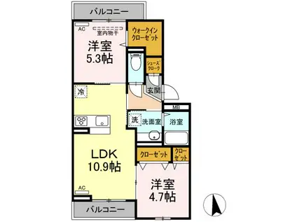 NANAICHI FIOREC(2LDK/2階)の間取り写真