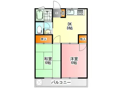 CORNO国立(2DK/1階)の間取り写真