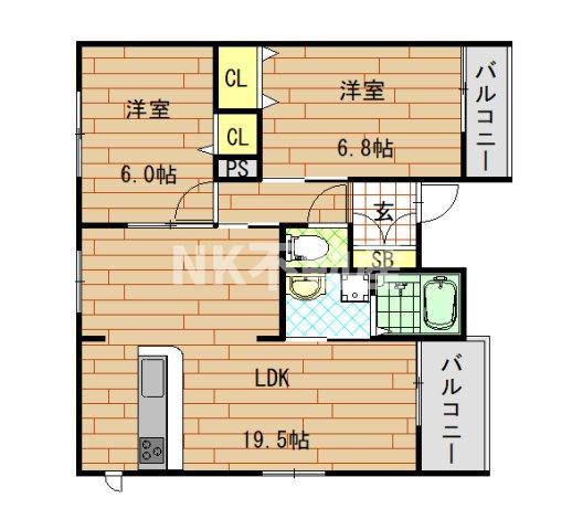 エトワールヴィル-R小阪本町ザ・レジデンス(2LDK/2階)の間取り写真