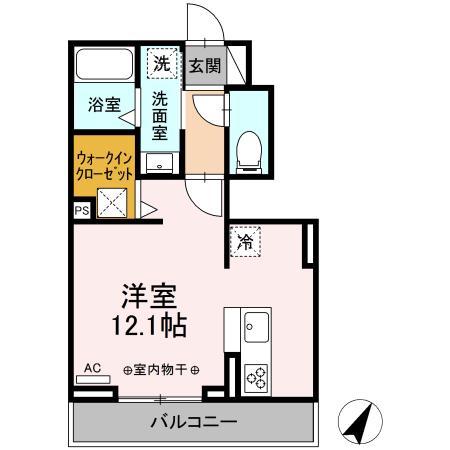 ハーベスト(ワンルーム/1階)の間取り写真