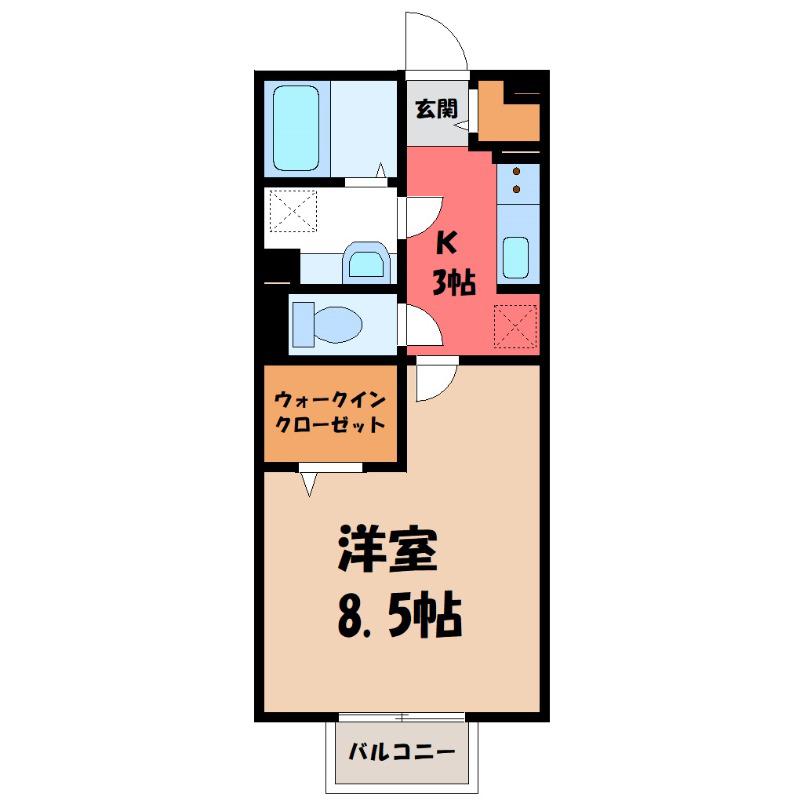 プレシャス育英(1K/1階)の間取り写真