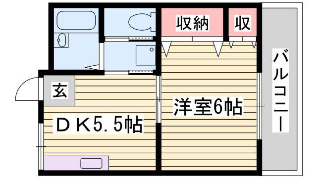 ベル新在家(1DK/3階)の間取り写真