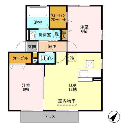 つくばエクスプレス 八潮駅 徒歩15分 2階建 築17年(2LDK/1階)の間取り写真