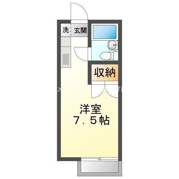 プリンスヒルC(ワンルーム/2階)の間取り写真