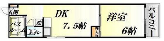 植木ビル(1DK/6階)の間取り写真