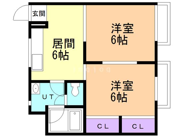 片岡ハイツD(2DK/2階)の間取り写真