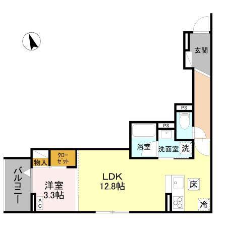 レジェンドワコー中央(1LDK/1階)の間取り写真