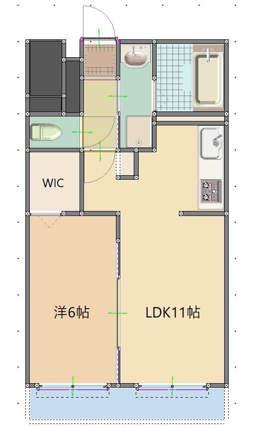 ムゲンハイツ下戸祭(1LDK/4階)の間取り写真