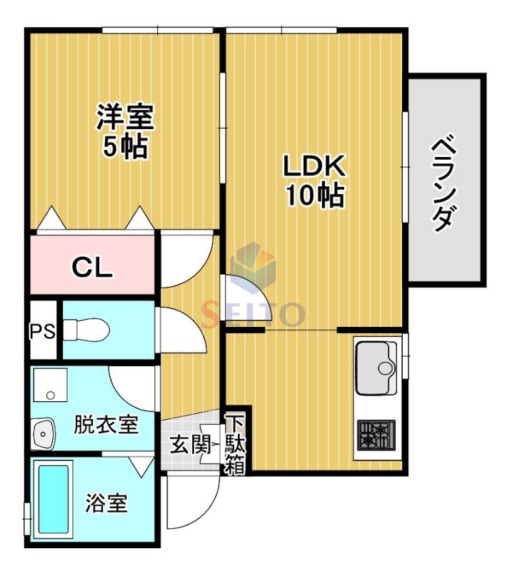 ウエストヒルズII(1LDK/1階)の間取り写真