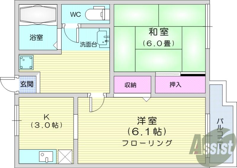 レジデンスカトレアA(2K/1階)の間取り写真