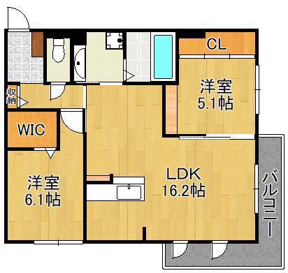 デネブ学研台(2LDK/3階)の間取り写真