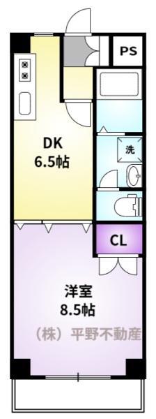クラウンⅡ津福(1DK/3階)の間取り写真