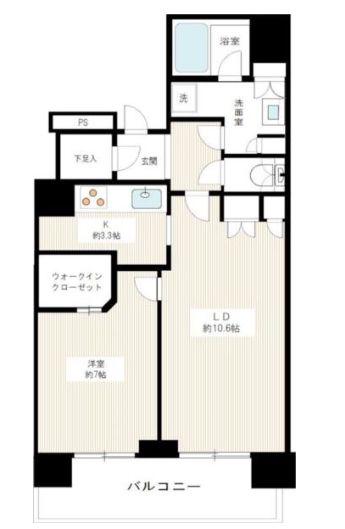 ベイクレストタワー(1LDK/36階)の間取り写真