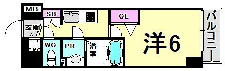 プレサンス三宮エレガンシア(1K/5階)の間取り写真