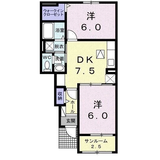 アザリーメゾン 壱番館(2DK/1階)の間取り写真