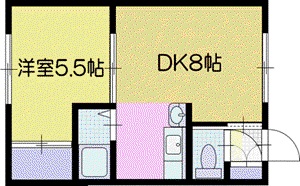 メゾンドルノン(1DK/1階)の間取り写真