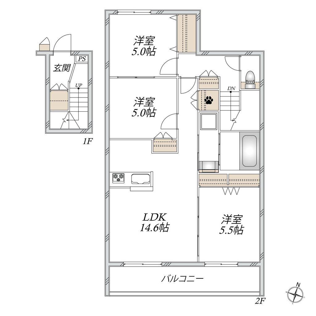 ALCYONE SHIZU(3LDK/2階)の間取り写真