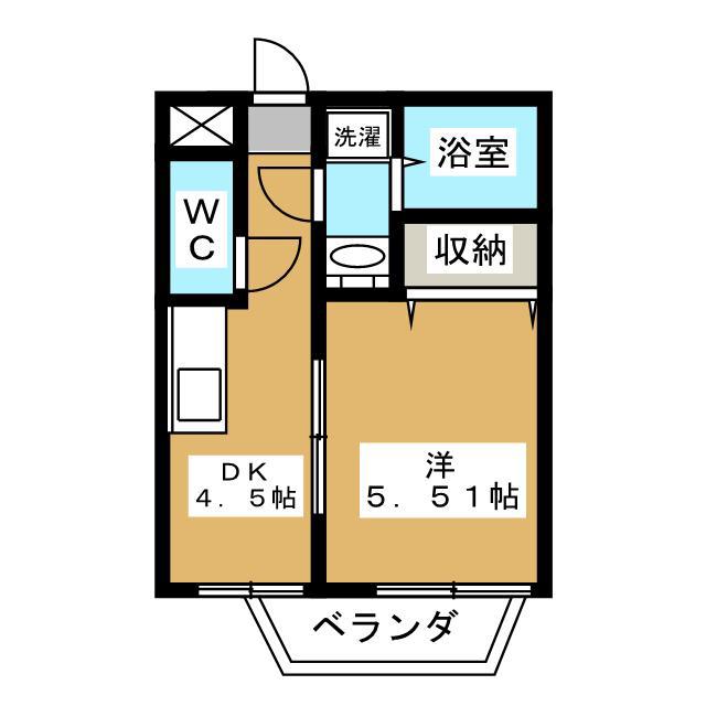 コープヒルズ(1DK/2階)の間取り写真