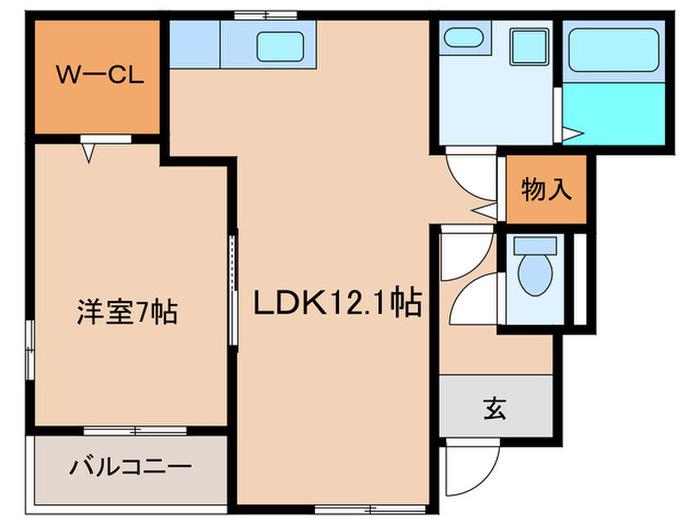 クレメント花水木(1LDK/1階)の間取り写真