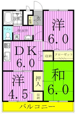 松丸第二コーポラス(3DK/2階)の間取り写真